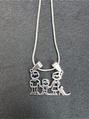 New Stainless Steel Character Family Necklace Mom Dad Son Boy Cat Pet Jewelry